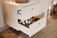 Zestaw Szafka Pod Umywalkę z Blatem 80 cm 2 Szuflady i Umywalka Nablatowa Donna Sand