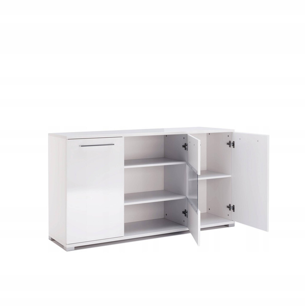 Family FM-163-WB - Komoda Duża 3-drzwiowa Biały Mat Biały Połysk