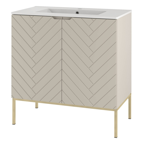 ASPEN-08 - Szafka z Umywalką 2D 80cm Kaszmir Zestaw-3 Złoty Stelaż