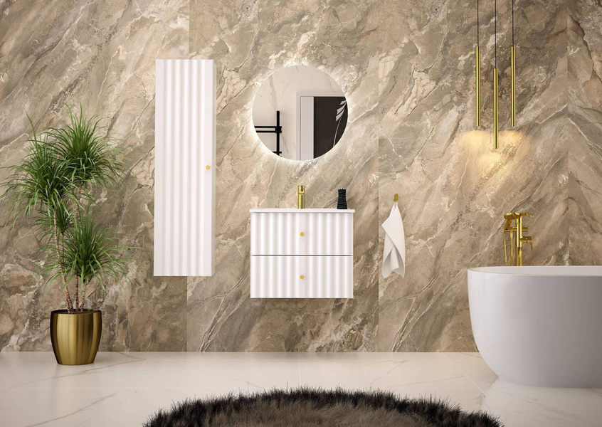 AQUA-02 - Szafka z Umywalką 2S 60cm Biały Mat Zestaw-3