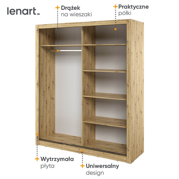 ARTI AR-03 - Szafa Przesuwna 2-drzwiowa Dąb Artisan