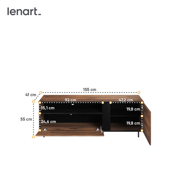 BORGA BG-03 - Szafka RTV 1D1K Dąb Catania/Czarna