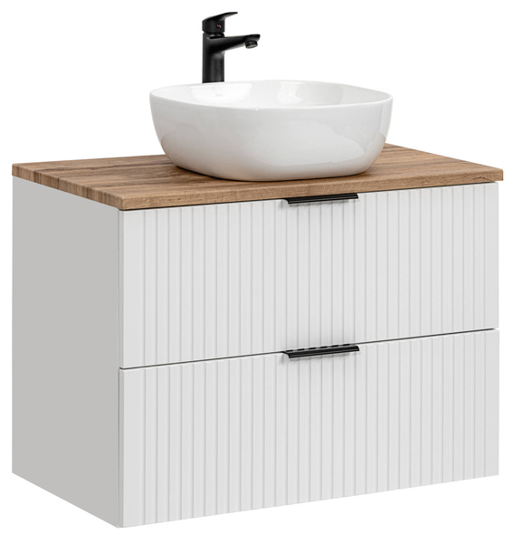 Szafka 80 cm ADEL WHITE  z umywalką SMILE i blatem