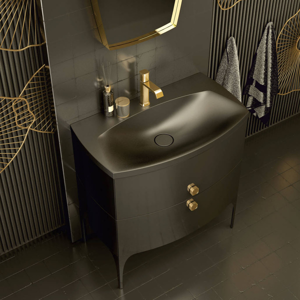 Oristo Szafka pod umywalkę 62 cm 2S LOUIS czarna połysk