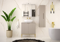 ASPEN-08 - Szafka pod Umywalkę z Blatem 2D 80cm Kaszmir Zestaw-1 Złoty Stelaż