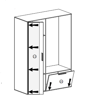 BIS - Garderoba 2-drzwiowa z Lustrem Kraft Złoty