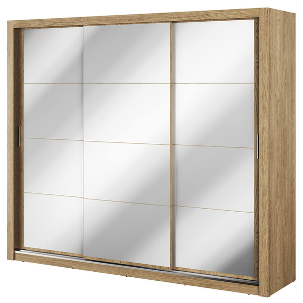 IDEA ID-01-3L - Szafa Przesuwna 3-drzwiowa 3 Lustra Dąb Shetland