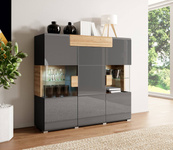 Toledo WM Witryna Barek 3D1S Antracyt Połysk / Dąb Grandson