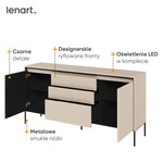 TREND TR-01 - Komoda 2D3S Z Oświetleniem Beż Piaskowy/Czarny