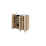 EASY EA-03 - Komoda 3-drzwiowa z Oświetleniem LED Dąb Scandi/Biały Połysk