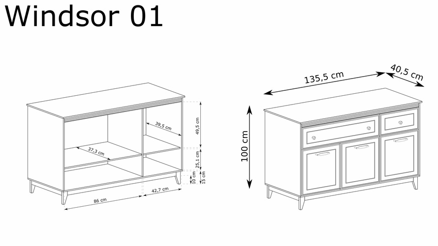 WINDSOR-1 - Komoda 3D2S Cashmere