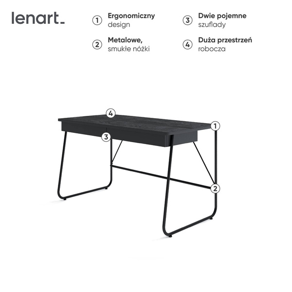 MATCH MB-01 - Biurko 2 Szuflady Czarny Mat