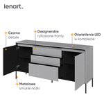 TREND TR-01 - Komoda 2D3S Z Oświetleniem Szara/Czarna