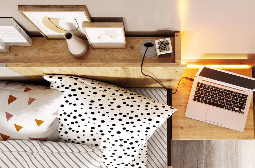 QUBIC QB-11 - Łóżko 120 2S ze Stelażem z Oświetleniem