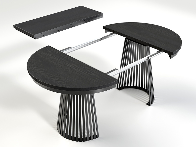 GARDA - Stół Okrągły Rozkładany Kraft Złoty Czarny Mat