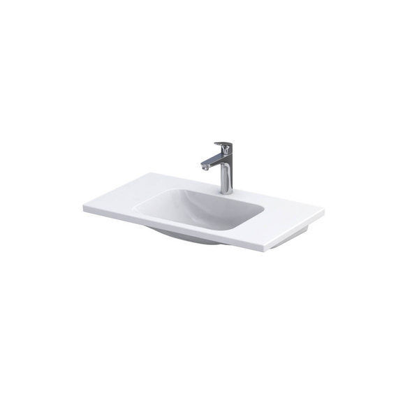 Oristo Szafka Z Umywalką 80 cm SILVER UNI Biały Połysk Listwa Chrom Połysk