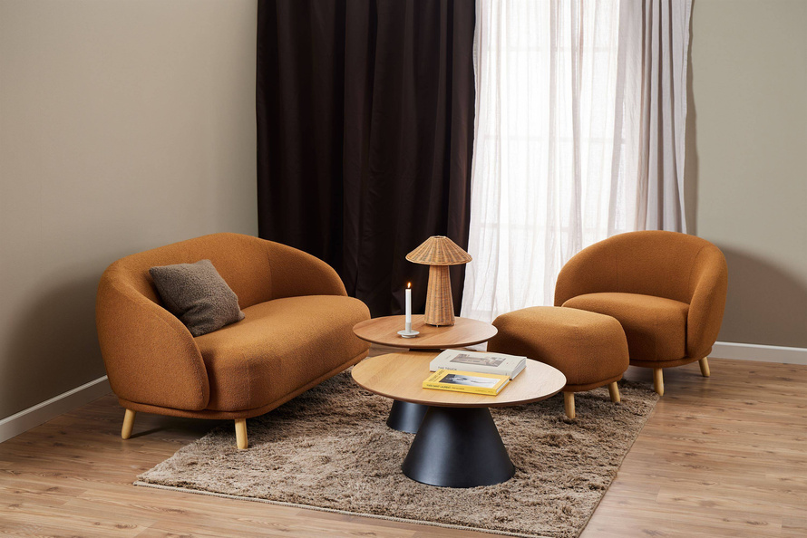 Actona Stolik Kawowy Okrągły Niski Soli Dąb Olejowany Czarny Mat