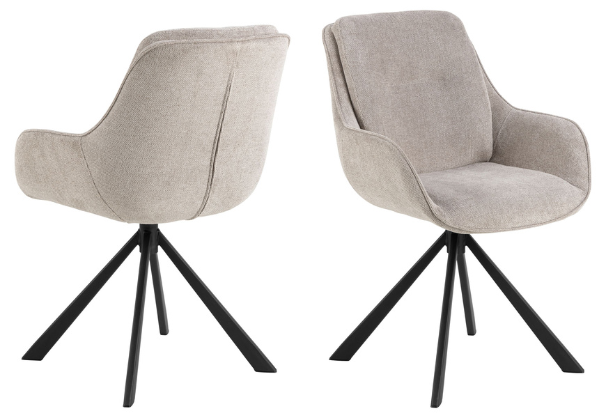 Actona Krzesło Do Jadalni z Podłokietnikiem Carrie Piaskowy