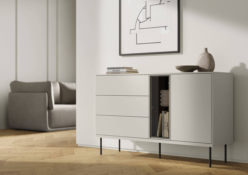 EPIRO EP-03 - Komoda 1D3S1W 133 cm z Oświetleniem Kaszmir Dąb Ciemny