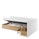 SIMI MS-09P - Łóżko 90 cm Prawe z Materacem Białe/Hikora Naturalna