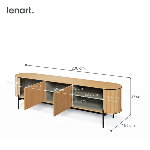 ROTTO RT-06 - Komoda RTV 2-drzwiowa z Wnęką Dąb Vincenza/Eukaliptus