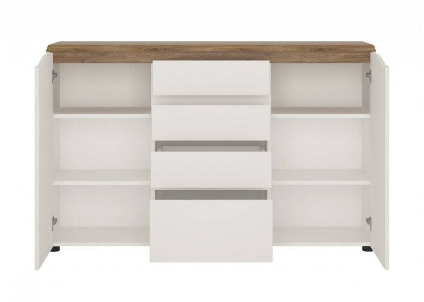 Toledo TOLK01 - Komoda 2D4S Biała/Stirling Oak