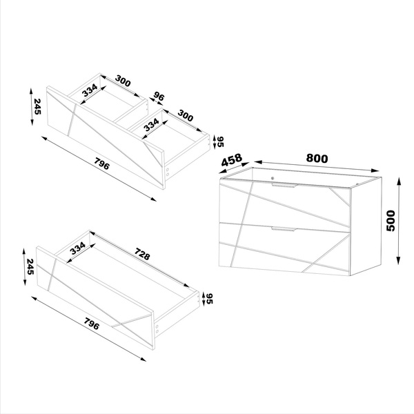 WOOD-01 - Szafka pod Umywalkę z Blatem 2S 80cm Dąb Wotan Zestaw-1