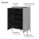 TREND TR-03 - Szafka 4-drzwiowa Z Oświetleniem Szara/Czarna