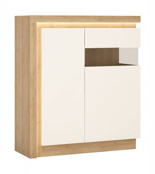 Lyon LYOV04P - Witryna Prawostronna 2-drzwiowa Dąb Riviera Jasna/Biała