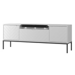 ASPEN-06 - Komoda RTV 3D z Soundbarem JBL i Oświetleniem LED Biały Mat Czarny Stelaż