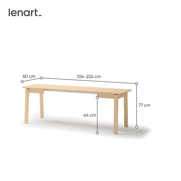 PLOT PT-02 - Stół Rozkładany 104-224 cm Dąb Jasny