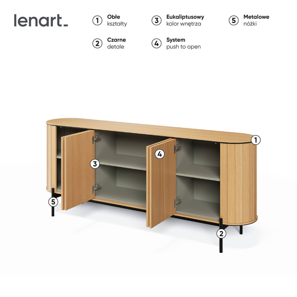 ROTTO RT-04 - Komoda 4-drzwiowa Dąb Vincenza/Eukaliptus