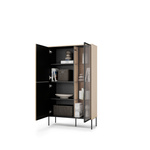 FLOW FW-01 - Witryna 2D z Oświetleniem Dąb Vincenza Bielona Czarny Mat