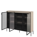 TREND TR-08 - Komoda 3-drzwiowa Z Oświetleniem Beż Piaskowy/Czarny