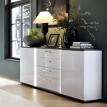 Venezia VENK01 - Komoda 2D4S Biała/Dąb Vicenza Czarna