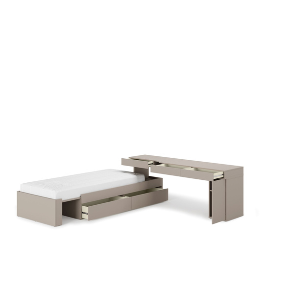 WOOW SET-WOS2P - Zestaw Kontenerek/Biurko Prawe i Łóżko Szampański/Dąb Vincenza Bielona/Clay Grey
