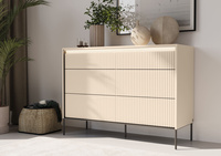 TREND TS-06 - Komoda 6 Szuflad z Oświetleniem LED Beż Piaskowy Czarny Mat