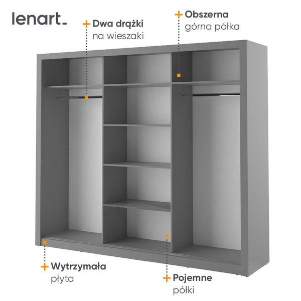 ARTI AR-02 - Szafa Przesuwna 3-drzwiowa Szara