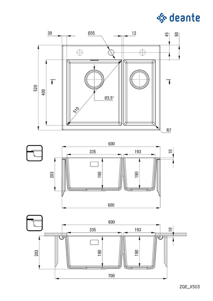 Zlewozmywak granitowy 1.5-komorowy Eridan