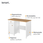 STORY SO-03 - Biurko 1D1S Białe/Dąb Nash