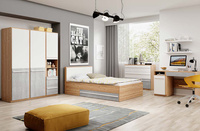 PLANO PN-09 - Stolik Nocny Dąb Nash/Biała/Beton