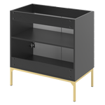 ASPEN-08 - Szafka pod Umywalkę z Blatem 2D 80cm Czarny Mat Zestaw-1 Złoty Stelaż