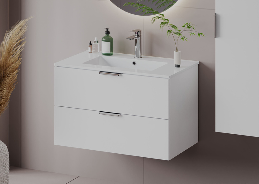 PILE-01 Szafka Pod Umywalkę 2S 80 cm Biały Mat