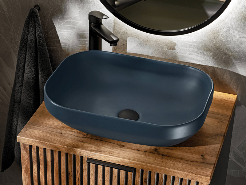 Umywalka Nablatowa Ceramiczna UN-NELI-MNB Granatowy Mat