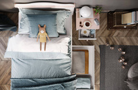 LUNA LN-07 - Stolik Nocny 1D1S Biały/Różowy