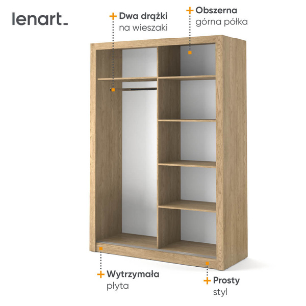 ARTI AR-04 - Szafa Przesuwna 2-drzwiowa 150 cm Dąb Shetland