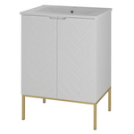 ASPEN-09 - Szafka z Umywalką 2D 60cm Biały Mat Zestaw-3 Złoty Stelaż