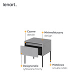 TREND TR-10 - Stolik Nocny 1S Z Oświetleniem Szary/Czarny