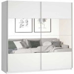 Beta Szafa 2-drzwiowa z Lustrami 200 cm Biały Połysk