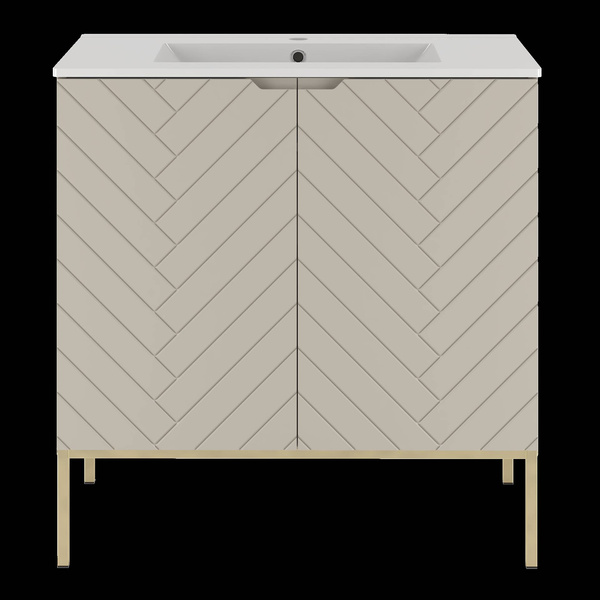 ASPEN-08 - Szafka z Umywalką 2D 80cm Kaszmir Zestaw-3 Złoty Stelaż